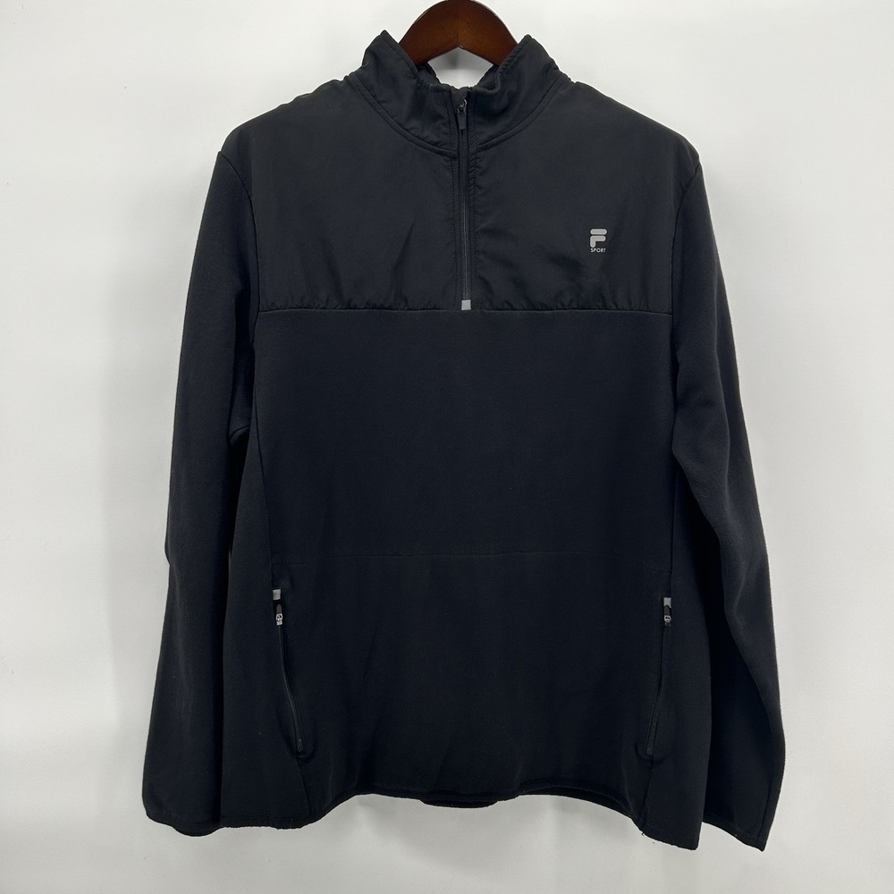 Fila Sport Live In Motion Mens 2XL Black 1/4 Zip Performance Pullover Athleisure